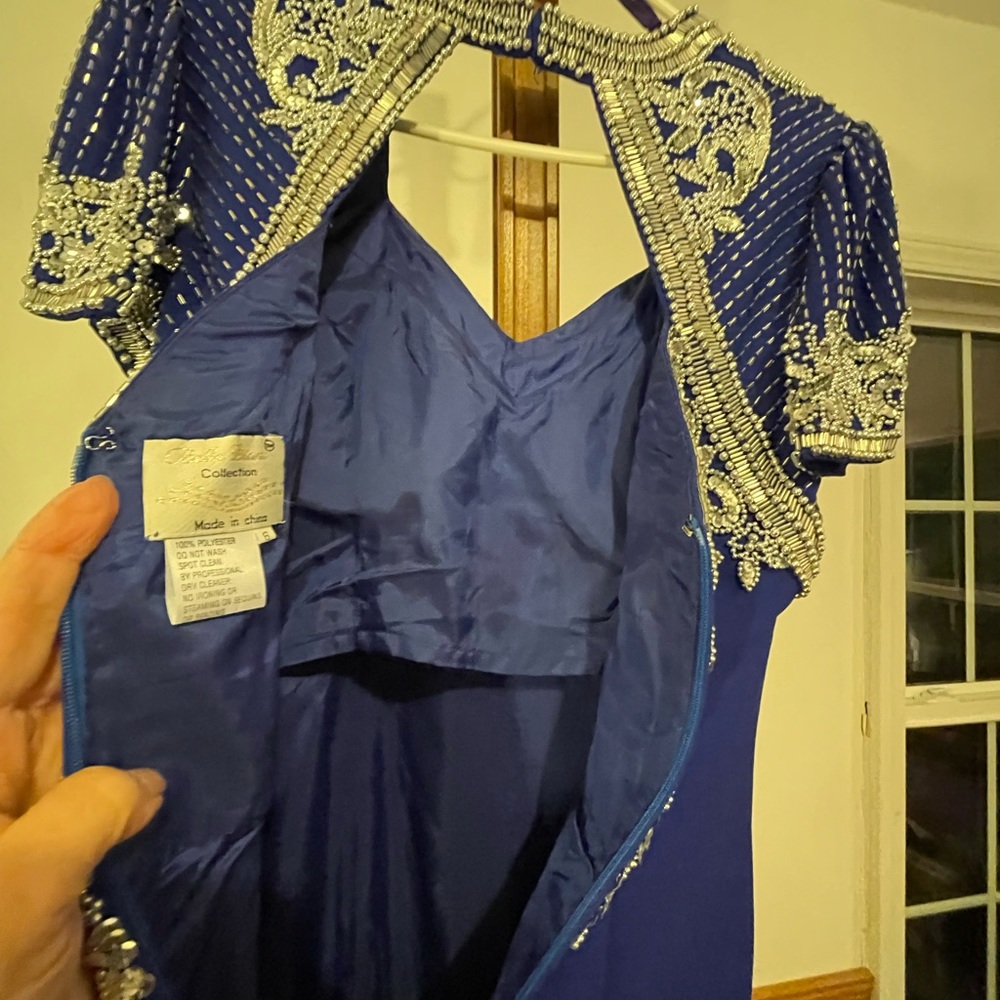 Vintage Gown, Midnight Blue with Silver Sequins and Beads - Picture 13 of 16